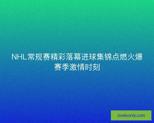 NHL常规赛精彩落幕进球集锦点燃火爆赛季激情时刻